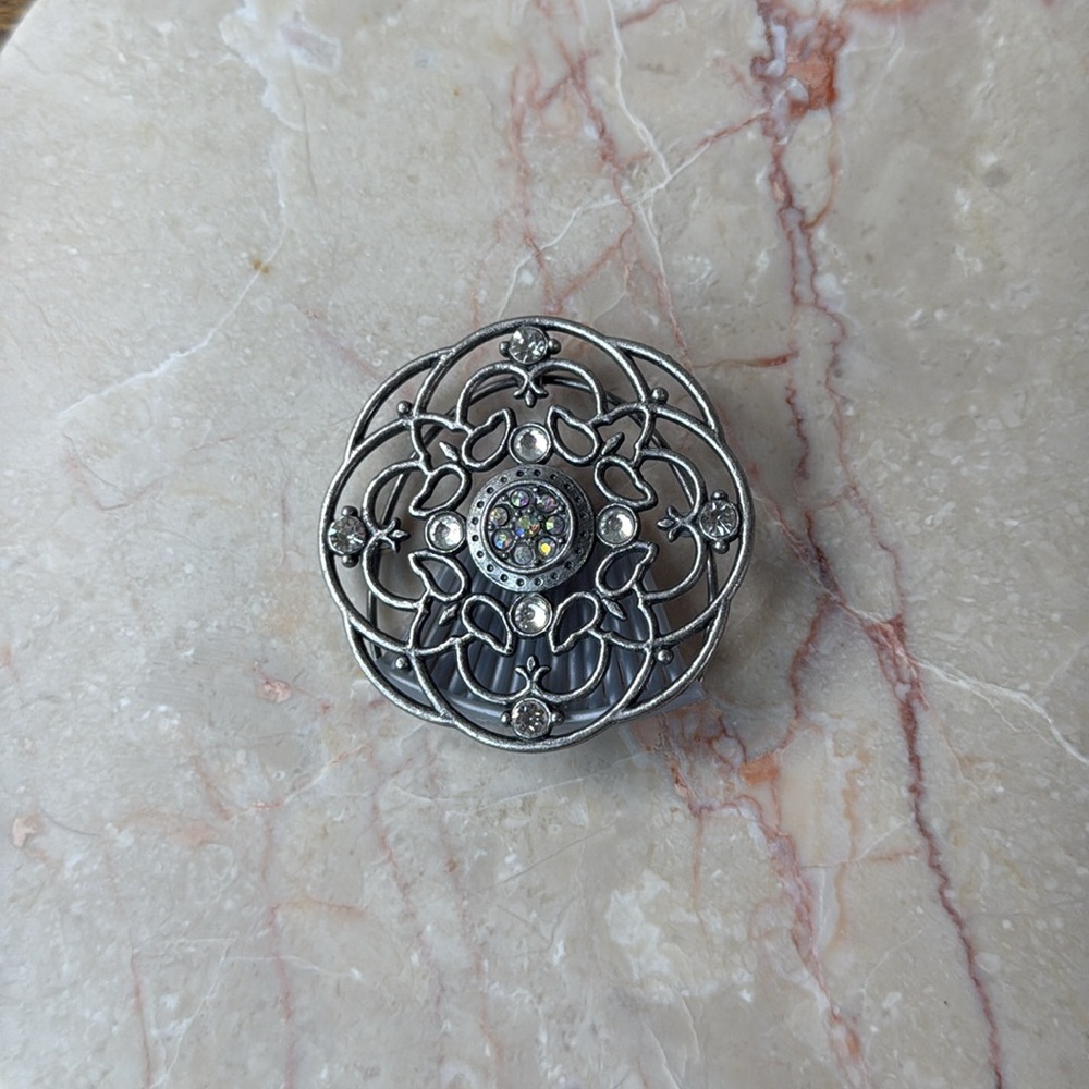 Elegant Silver Hair Clip with Rhinestones